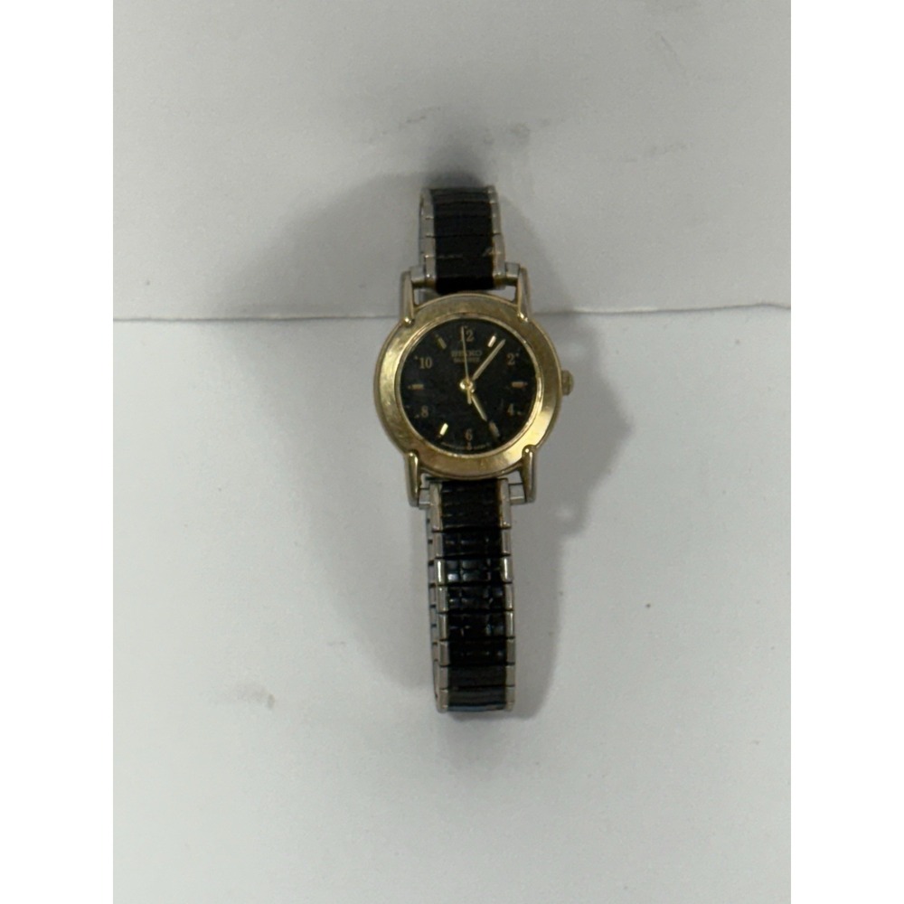 SEIKO Vintage Quartz Japan Watch Gold Tone SPEIDEL Twist Black Band Need Battery